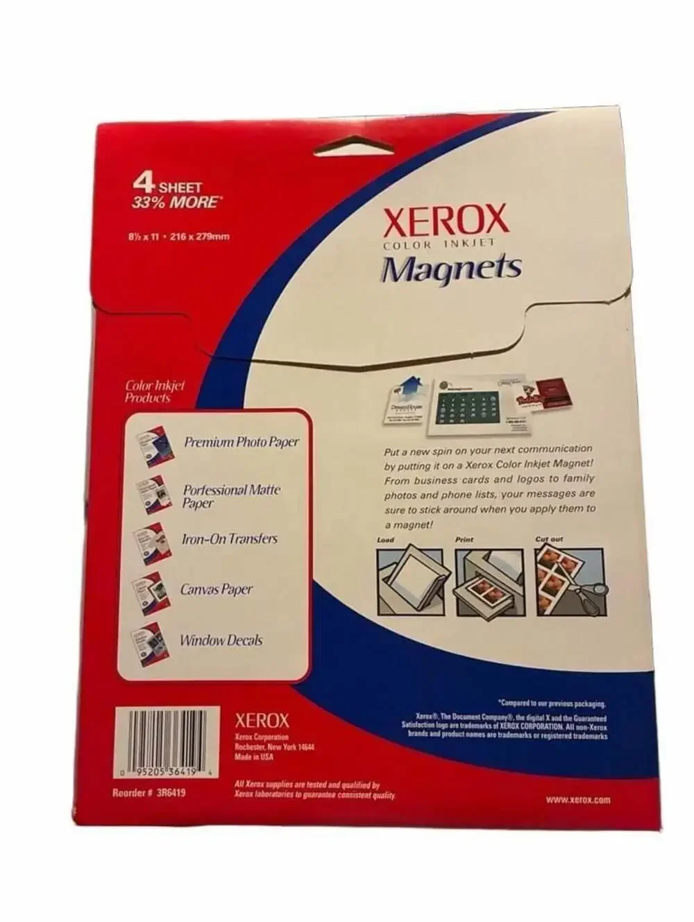 Xerox Color Inkjet Magnets 4 Sheets 8.5 x 11 in Reorder 3R6419